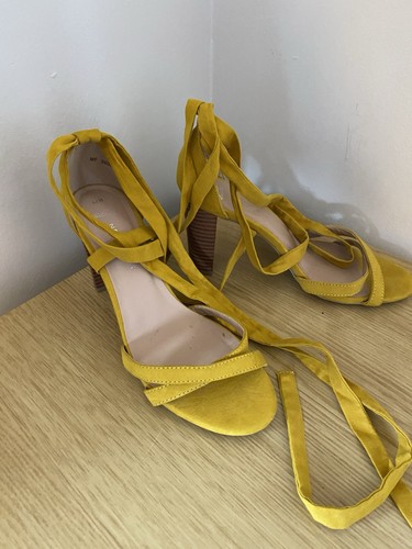 Suede feel mustard strappy - feel,