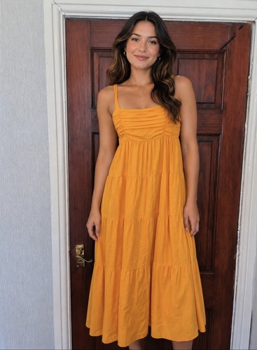 Zara mustard yellow tiered - zara,